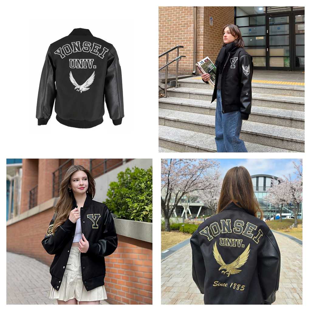 [YONSEI OFFICIAL] Yonsei University Lightweight Stadium Jacket Black Silver/Gold/Navy Gold