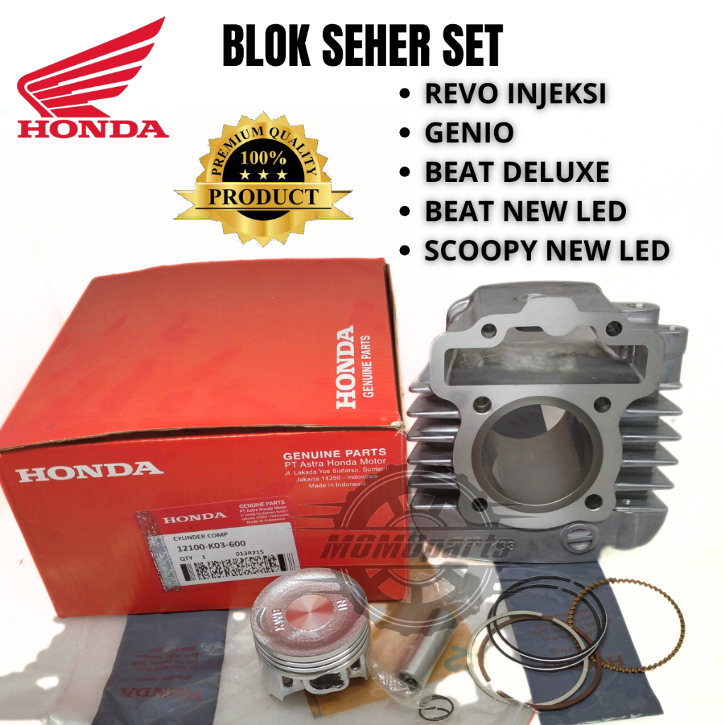 BLOK SEHER SET HONDA K03 REVO INJEKSI GENIO BEAT DELUXE NEW LED SCOOPY NEW LED STATER KASAR KUALITAS