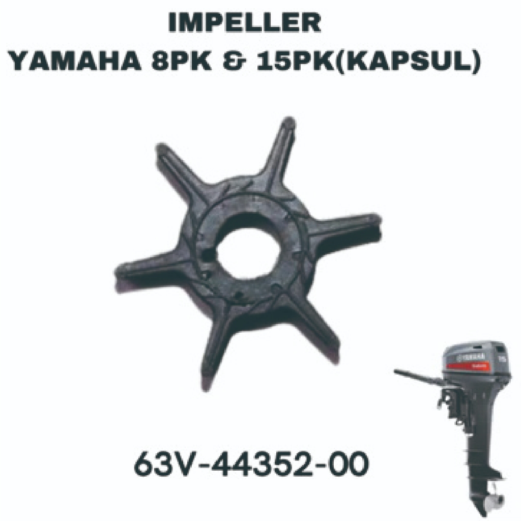 63V-44352-00 IMPELLER | KARET IMPELLER | KARET PENDINGIN MESIN TEMPEL YAMAHA 15 PK JETCOOL