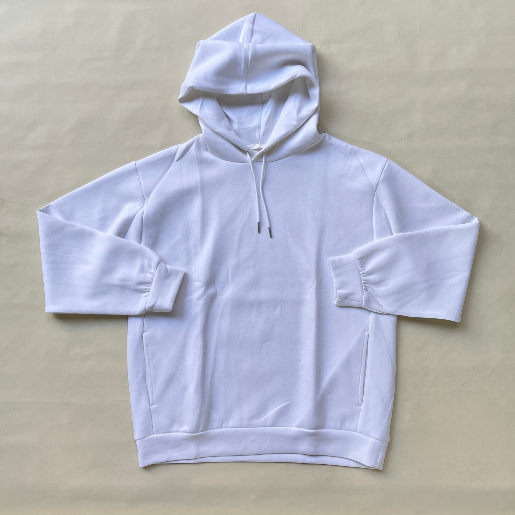 GU UNIQLO Hoodie Scuba White Side Pocket / Hoodie Uniqlo Putih