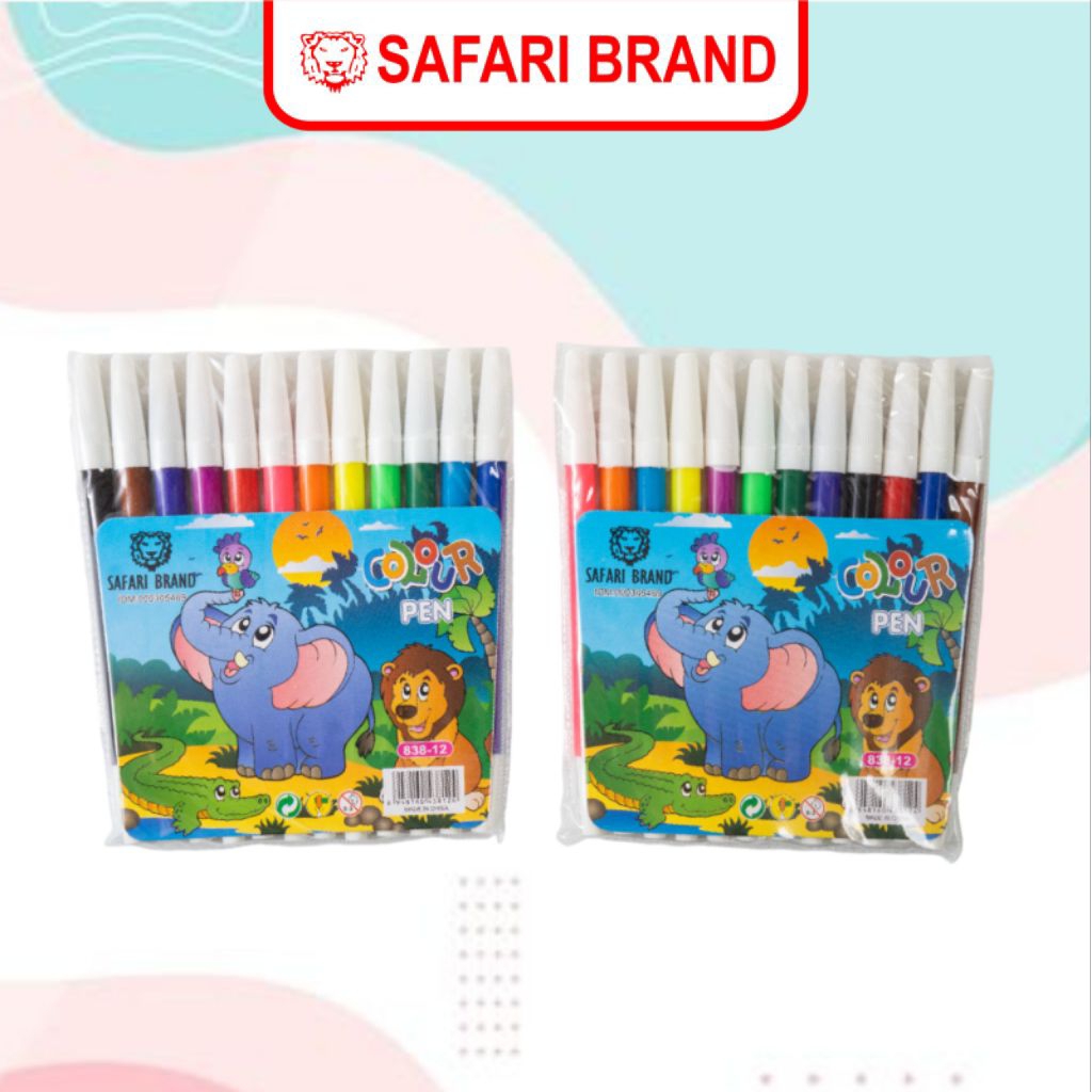 

(SF-838) Spidol Kecil Coloring Markers Coloring Pen 12 Warna Murah Berkualitas Merk Safari Brand