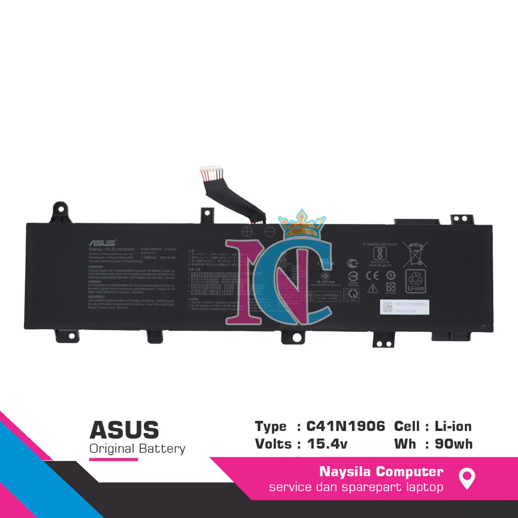 Baterai Asus TUF GAMING A17 FA706QR F17 FX706HM 0B200-03620000 C41N1906-1 long cable