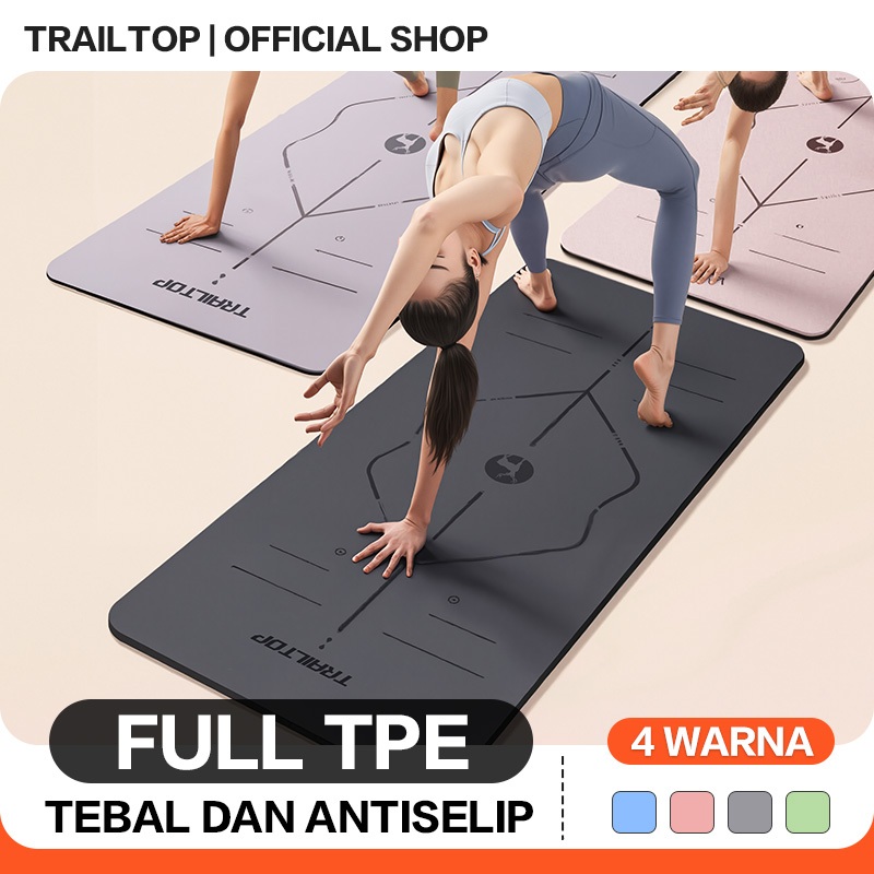 TrailTop Matras Yoga Premium Olahraga TPE Yoga Mat Tebal 6/8 mm Banyak Warna Yang Bisa Dipilih
