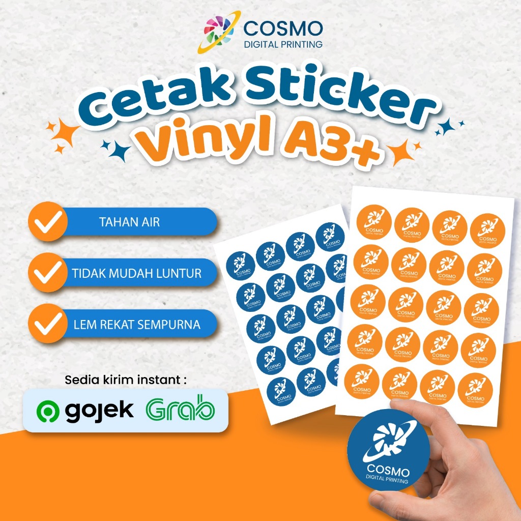 

Cetak Sticker Vinyl A3+ - Cetak Sticker Label - CETAK KILAT 1 HARI JADI (KHUSUS INSTANT)