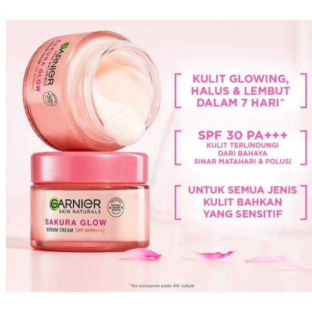 Garnier Sakura Glow Ceramide Serum Cream SPF30 PA+++ 50mL Krim Wajah Pelembab