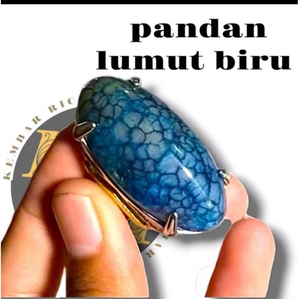 cincin batu pandan biru lumut batu raja natural