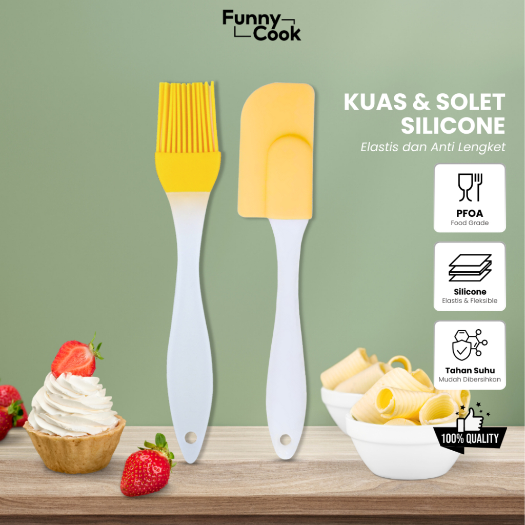 FUNNYCOOK Kuas Silikon dan Spatula/Kuas Makanan dan kue/Spatula Makanan