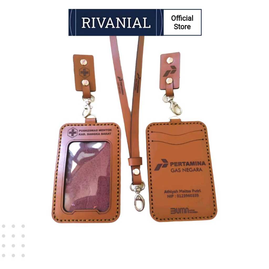 

RIVANIAL Name Tag - Id Card Kulit asli model magnet castom nama logo perusahaan FREE DESAIN