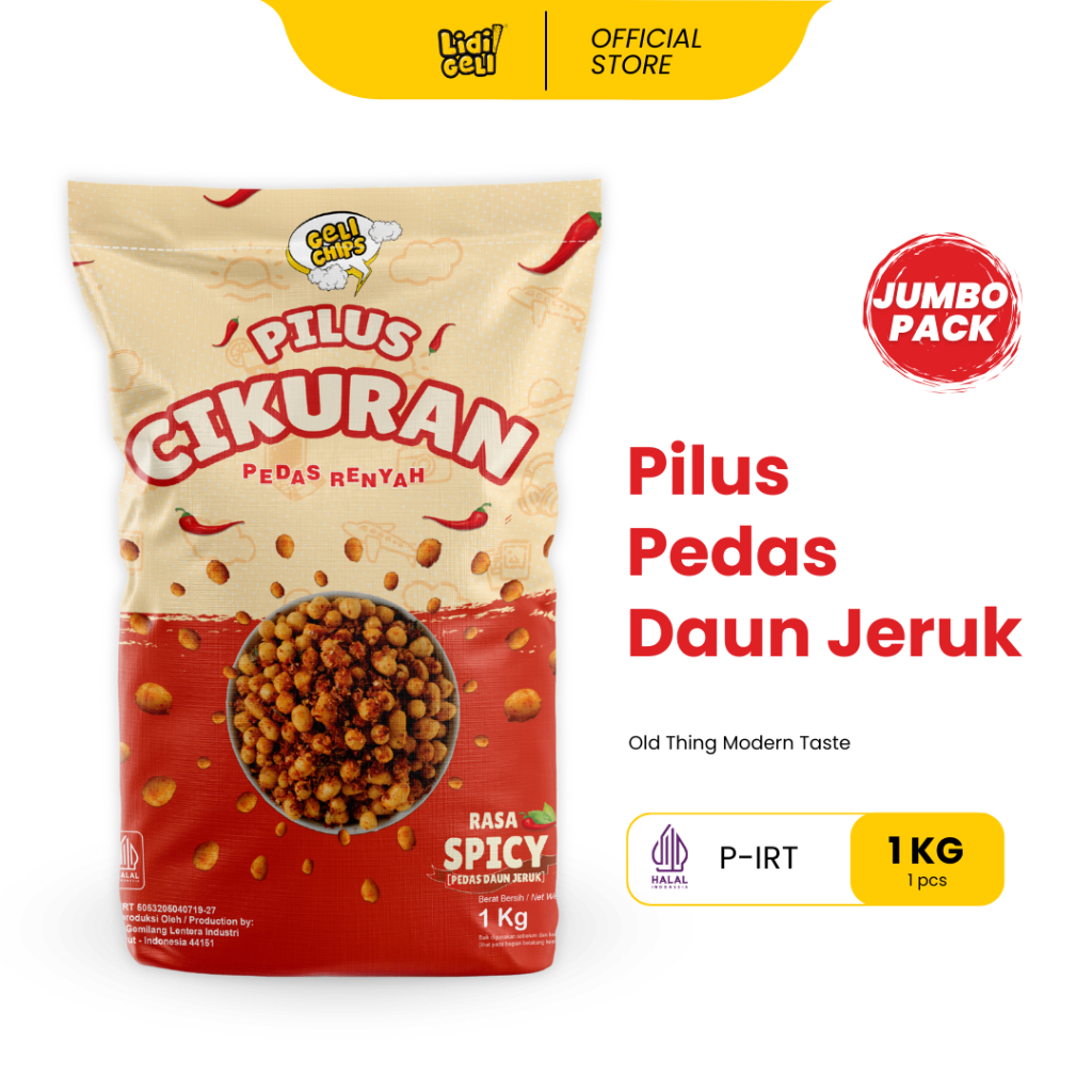 

Geli Chips - 1Kg Pilus Cikuran Spicy Pedas Gurih (Sukro Cikur) 1000gram