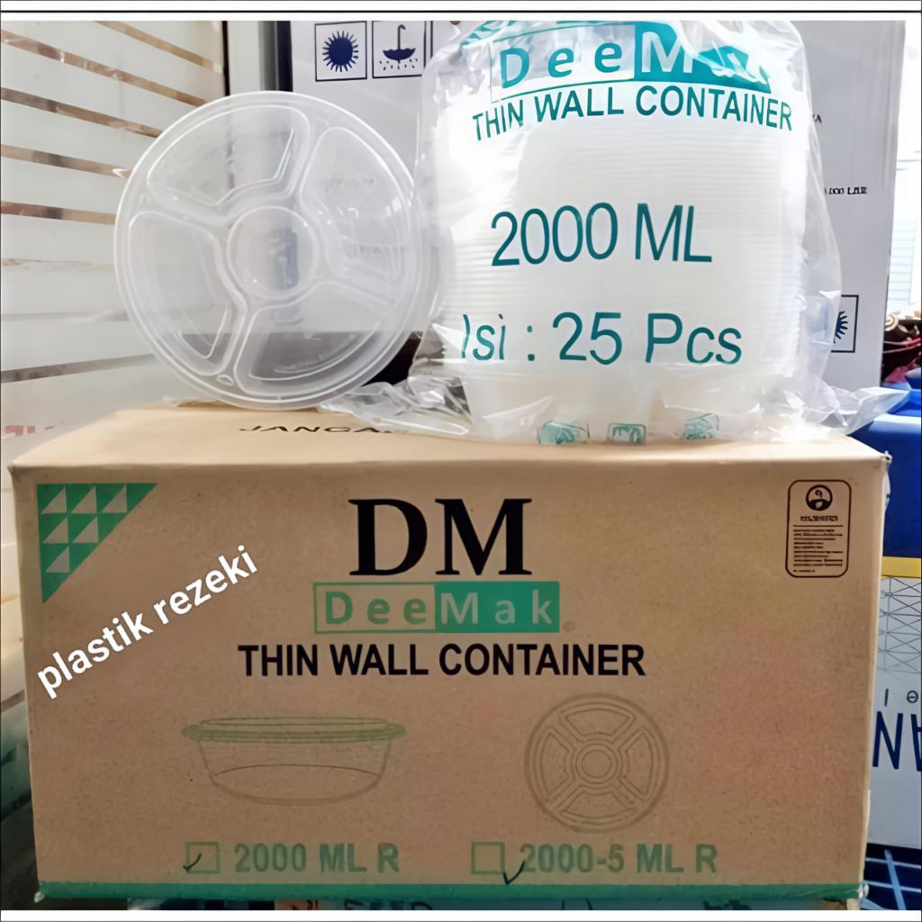 THINWALL 2000ml R BENTO SEKAT isi 25pcs /thinwall bulat sekat makanan