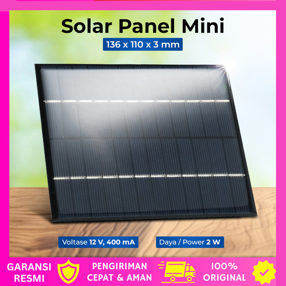 Solar Panel Mini Polycrystalline Modul DIY  12V 2W - Panel Surya / Tenaga Matahari Kecil / Mini