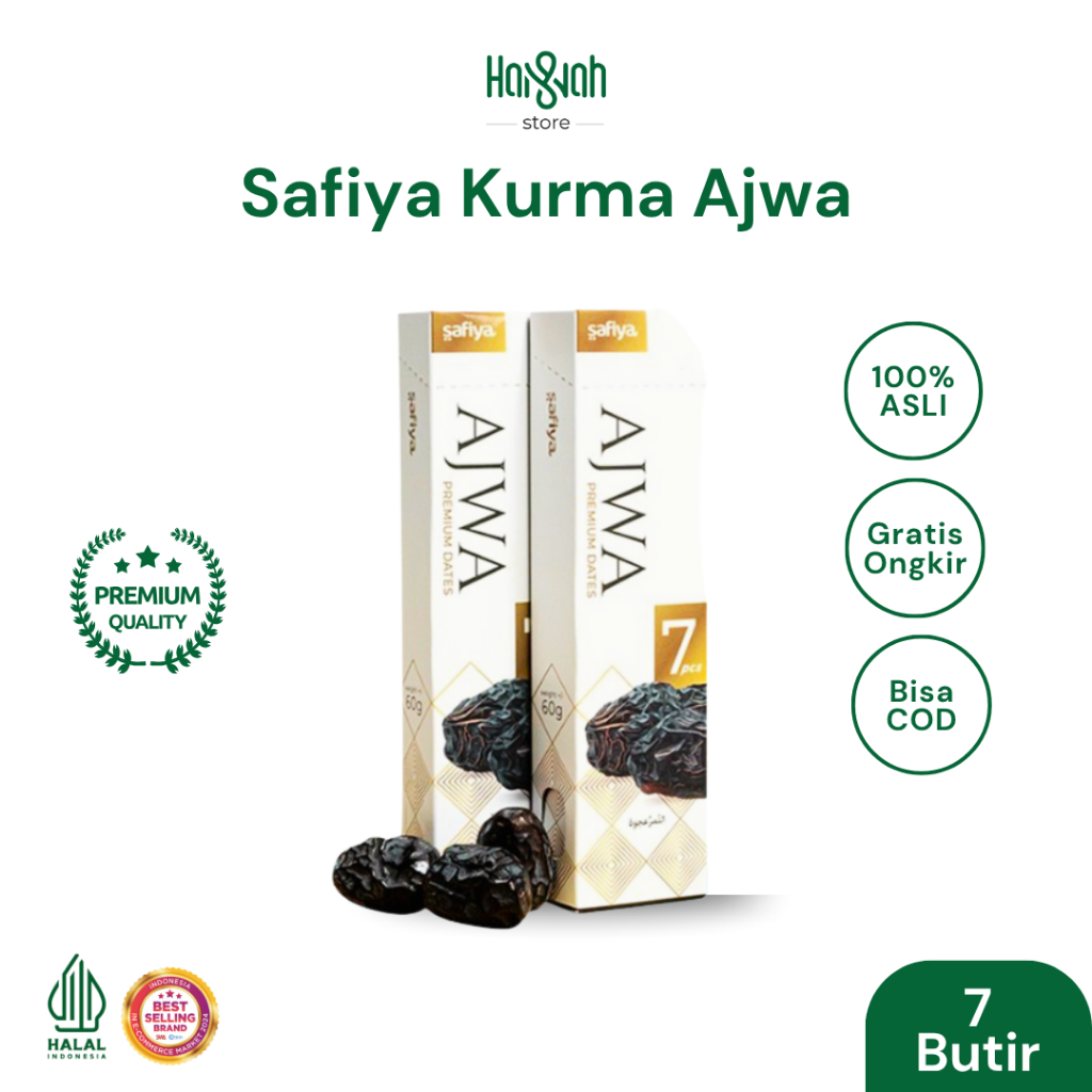 

Kurma Ajwa Safiya 7 Butir Kurma Nabi Asli Madinah Premium