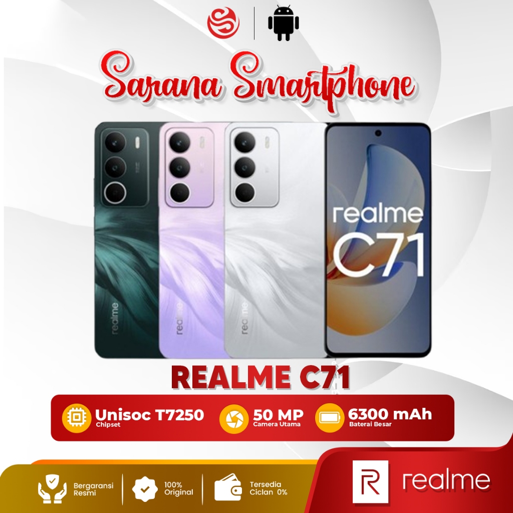 Realme C71 NFC 4+4/128GB 6+6/128GB 8+8/128GB Hp Android 1 jutaan hp terbaru Original Garansi Resmi