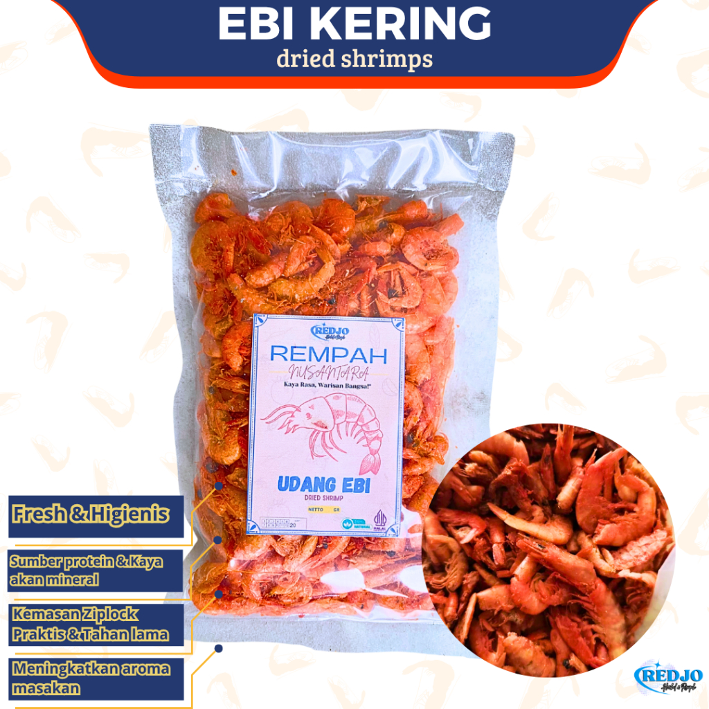 

100Gr Udang Ebi Kering Bagus Udang Kering Kulit Kualitas Premium Super Merah Segar Bumbu Dapur