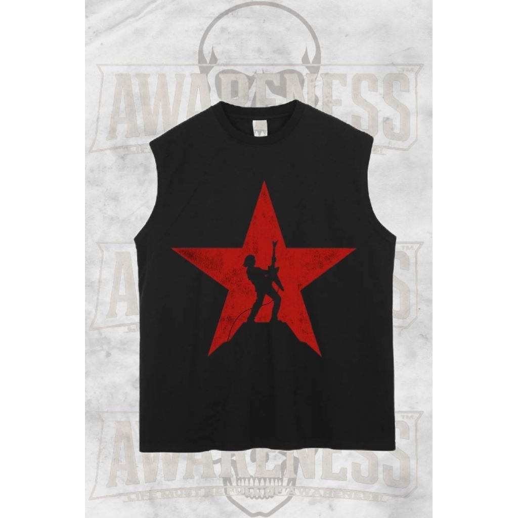 AWARENESS- Tshirt singlet lekbong pria kekinian BINTANG/STARS hitam keren