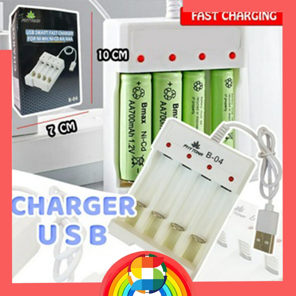 Charger Baterai USB/ Charger  4 Baterai USB / Cas Baterai 4 SLOT 04C