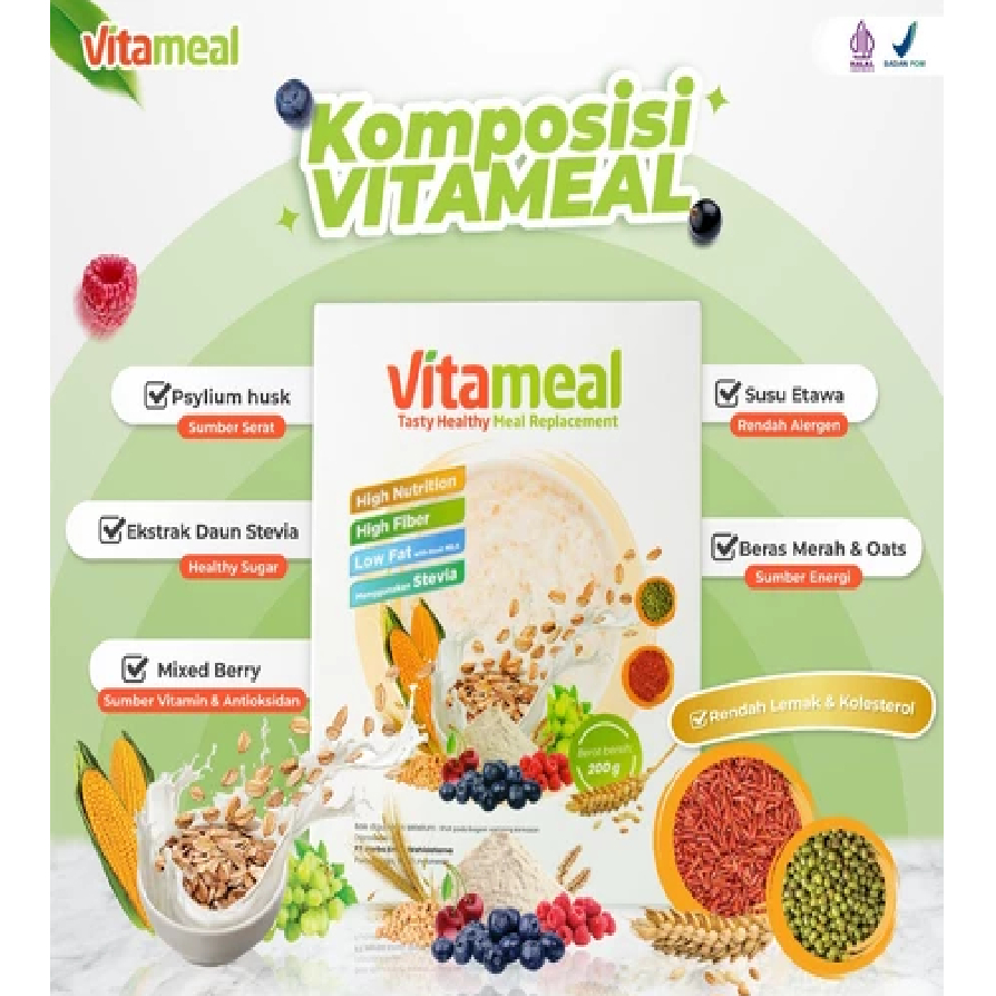

Sereal Vitameal Sehat Organik Diet Defisit Kalori Asam Lambung Stabil VITAMIEL HERBAL