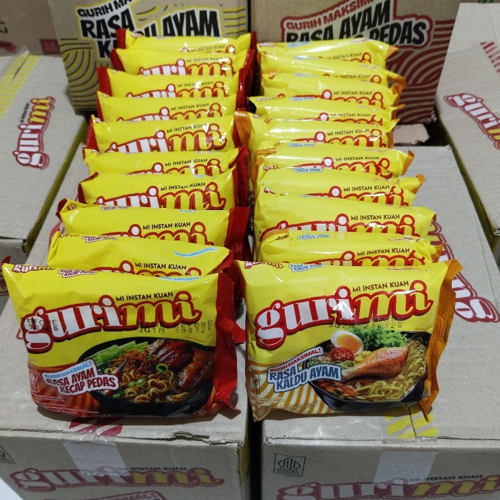 

( 20 Bungkus ) GURIMI Mie Instan Kuah Kaldu Ayam & Ayam Kecap Pedas 60gr x 20 bungkus