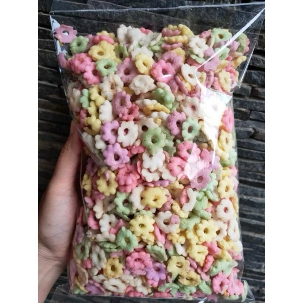 

snack Ajisan pilus sakura warna warni 250gr 500gr 1 kg