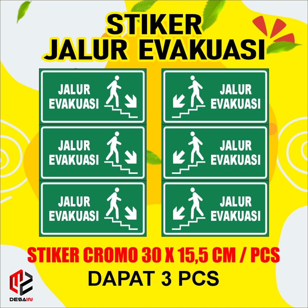 

stiker jalur evakuasi tangga 30x15,5 cm dapat 3pcs