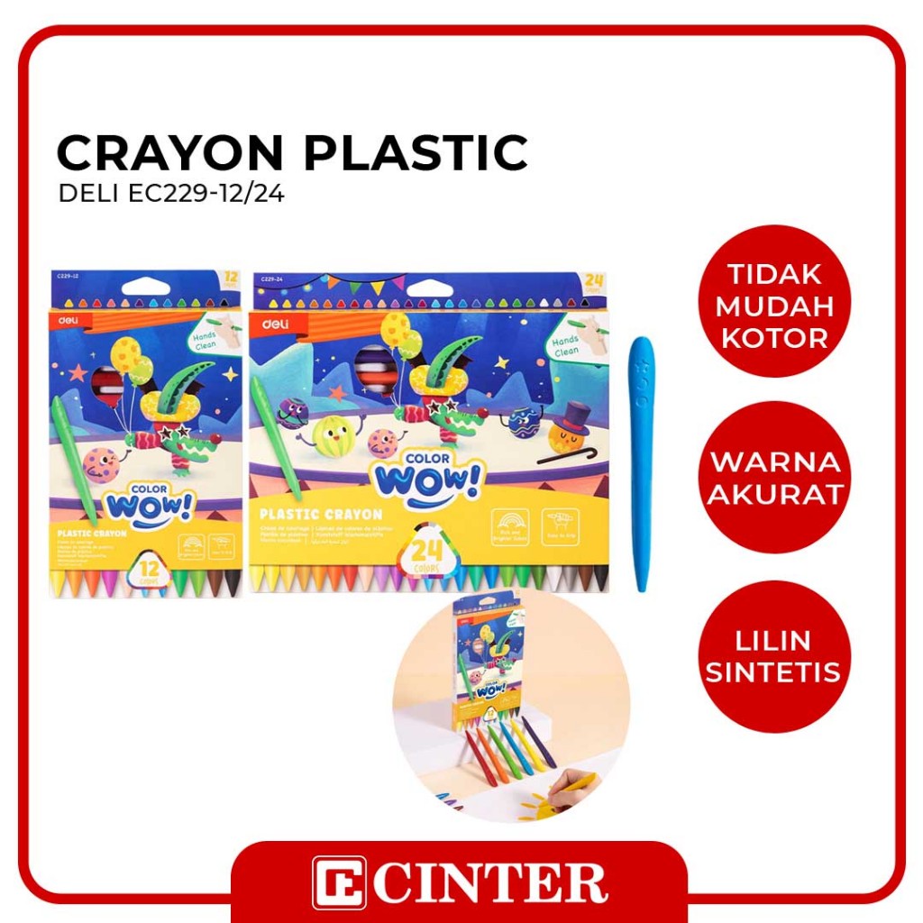 

DELI - KRAYON PLASTIK / PERWARNA / CRAYON PLASTIC WOW EC229 WARNA