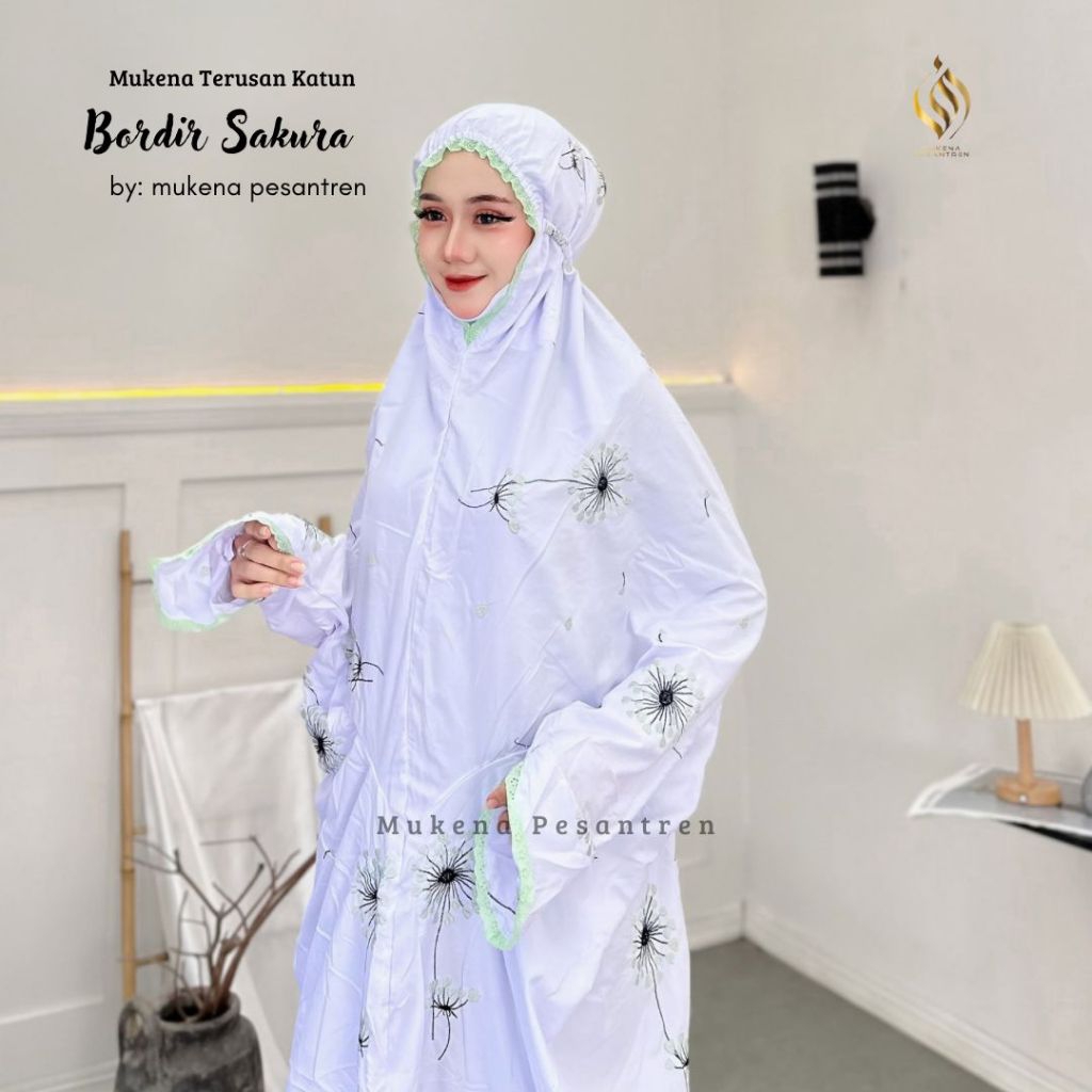 Mukena Katun Mikro Premium Terusan Bordir Sakura