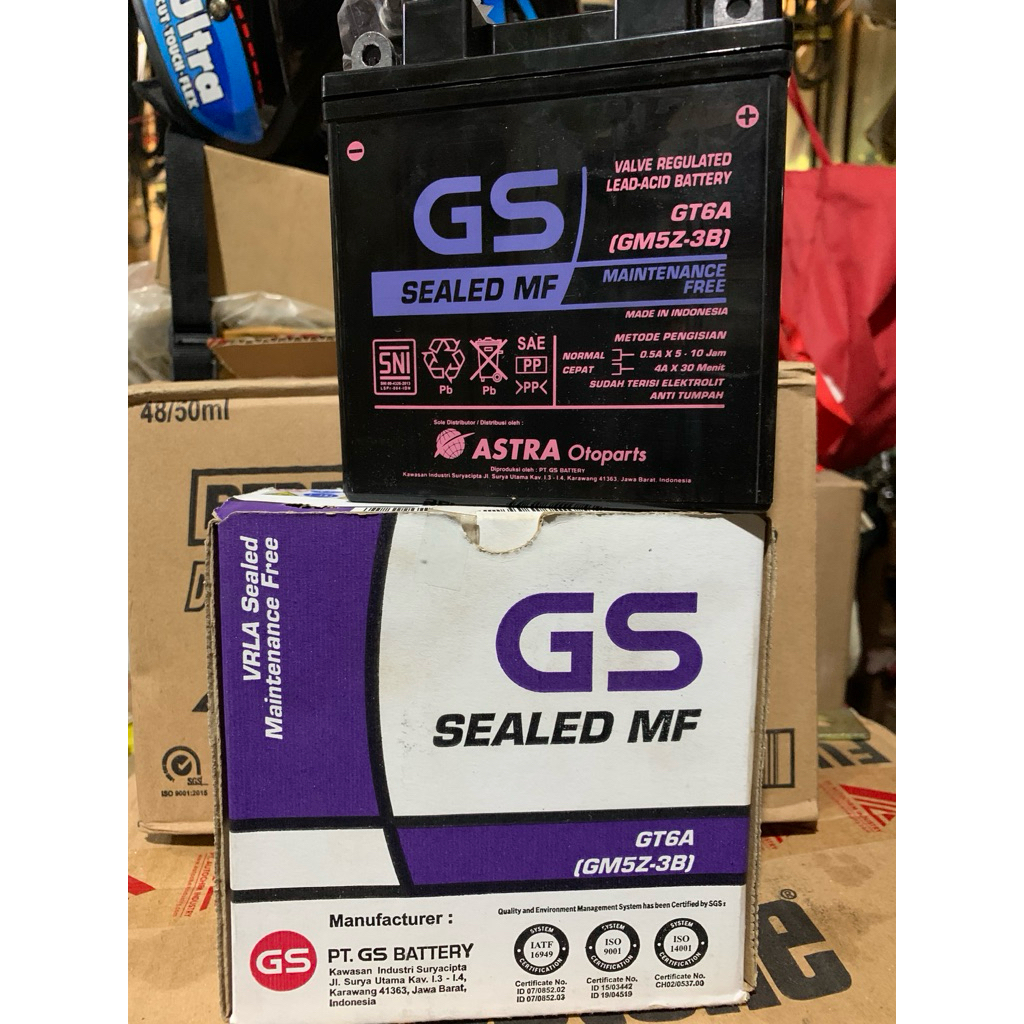 Aki motor GS GT6A 100% asli