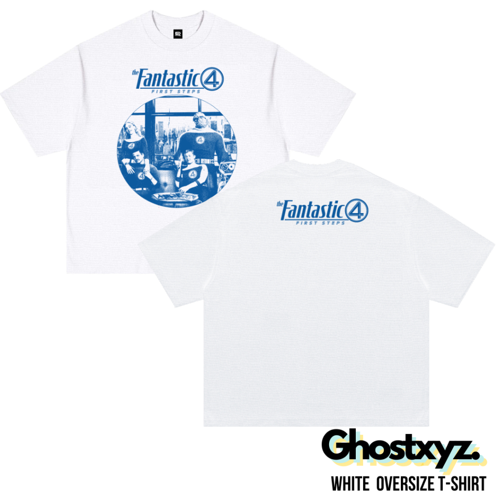 Ghostxyz T-Shirt Fantastic Four White Oversize Vinatage Tee Baju Kaos