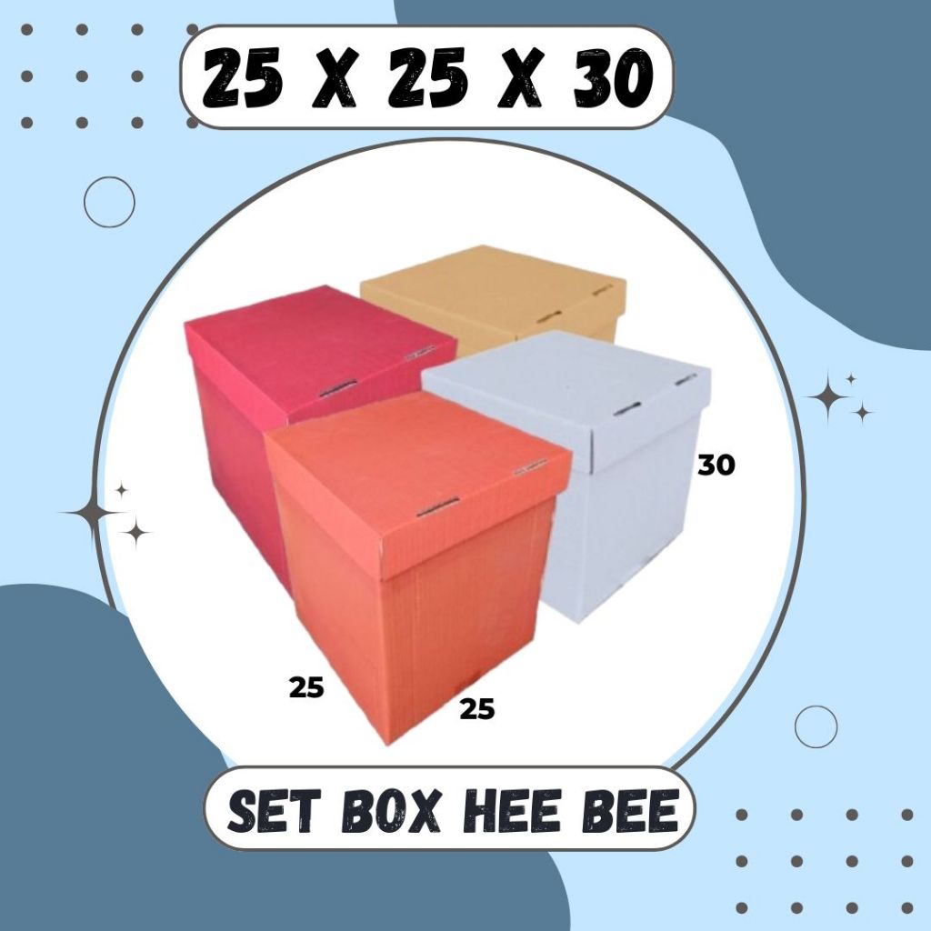 

Box Kado 25x25x30 / 25x25x20 / 25x25x10 (Set Top/Bot Heebe) Kardus Packing/Karton/Paking/Polos/Hampers/Boneka/Buah/Puding/Tart