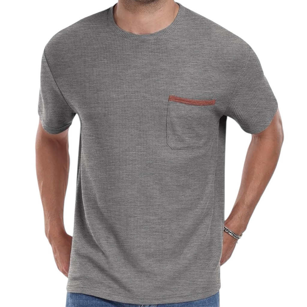 Baju Kaos Waffle Lengan Pendek Kantong | Kaos Waffle Pria Kantong Pendek | Kaos Pria Oblong Distro |