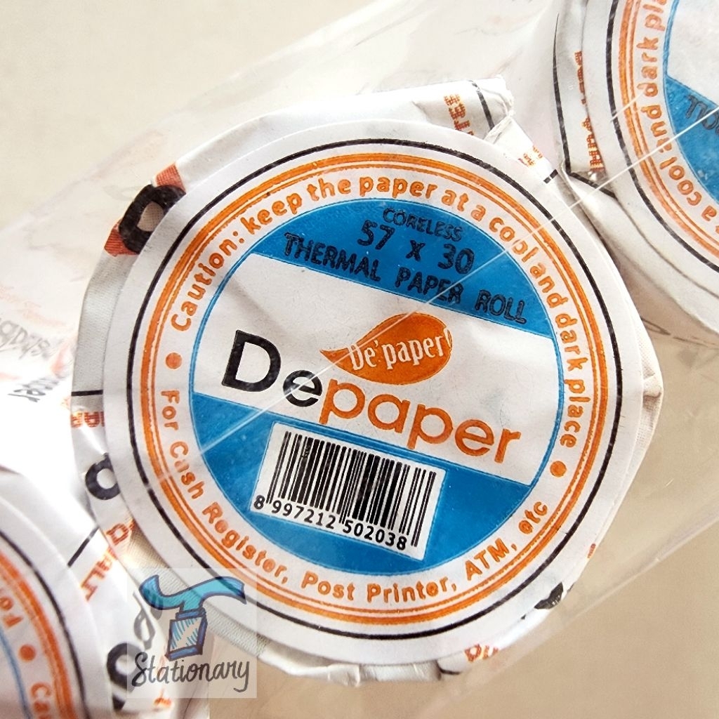 

Themal Paper Roll DEPAPER 57x30 mm / Kertas Struk Kasir Thermal.