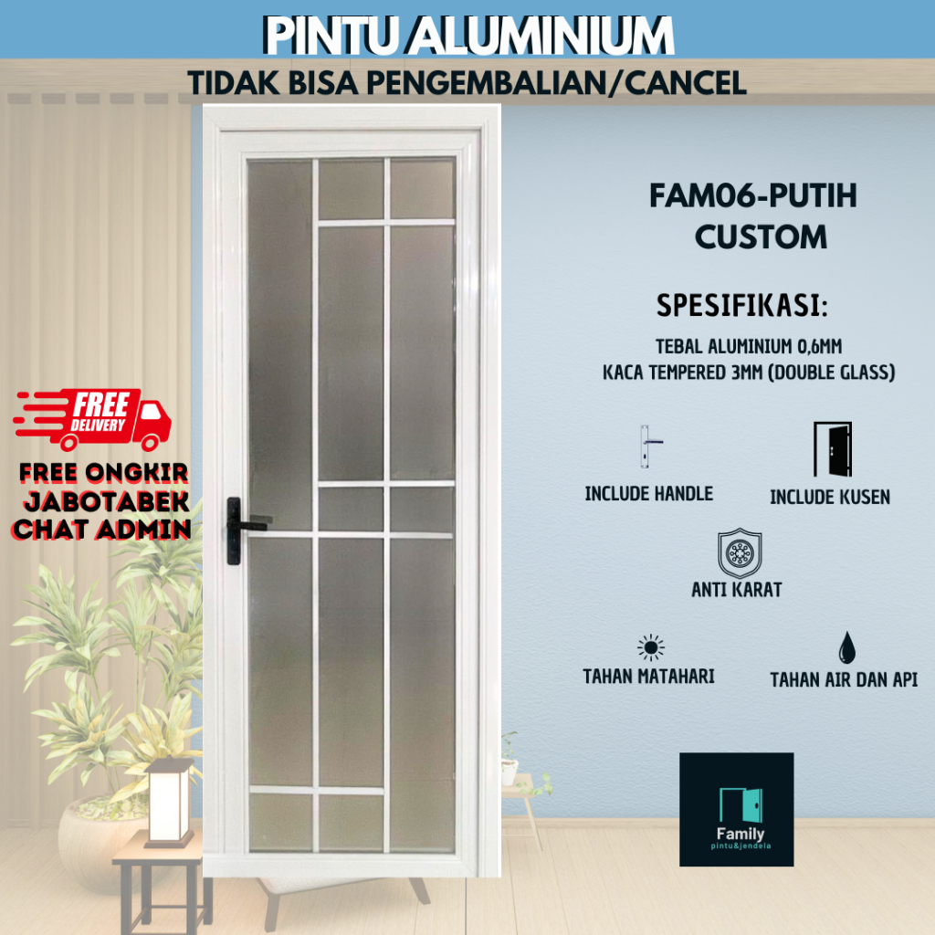 Pintu aluminium,  pintu alumi , pintu kamar mandi, pintu toilet, pintu indoor, pintu outdoor, Alumin