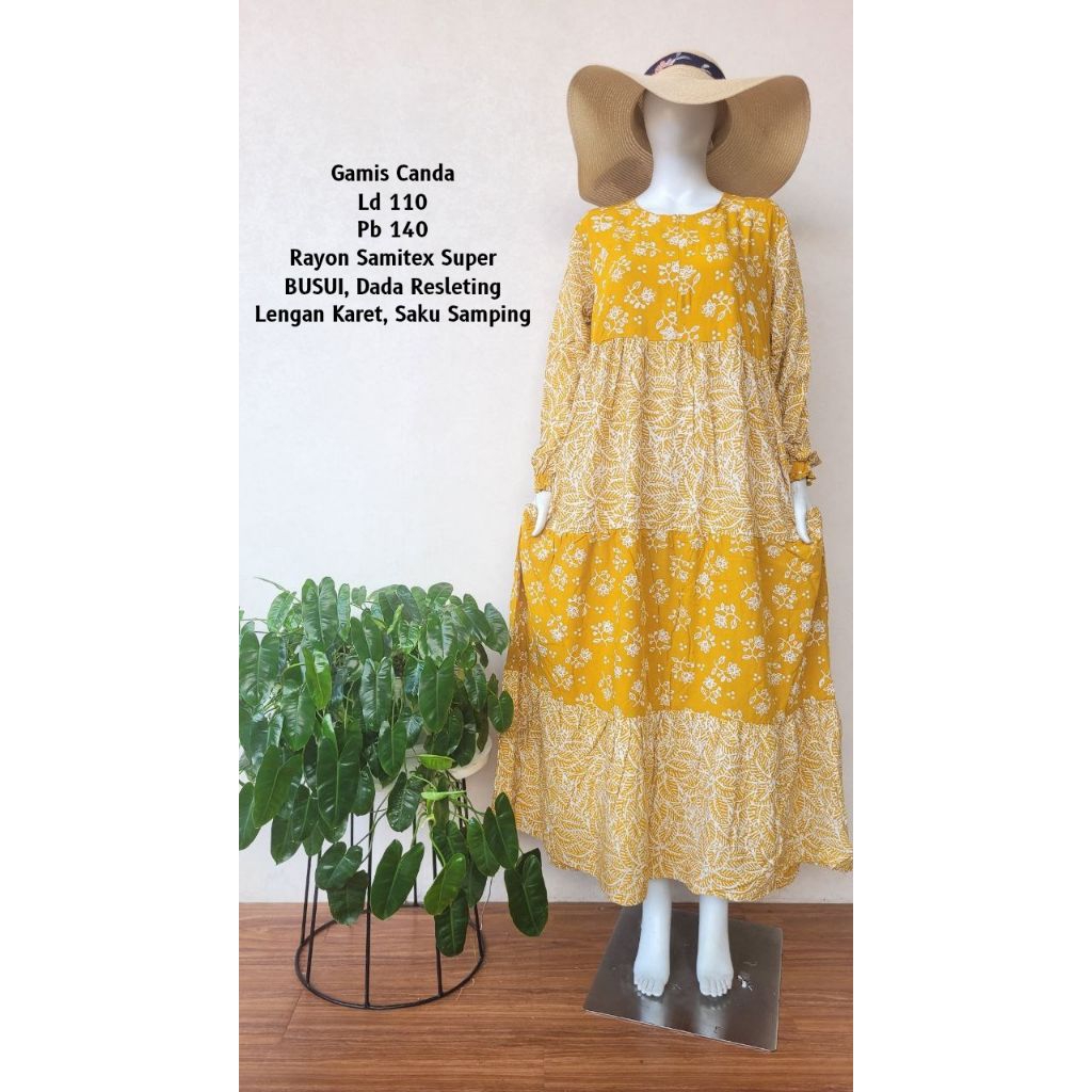 SELASIH Gamis Canda Ld 110 Pb 140 Rayon Samitex Super Homedress Susun Batik Cap Pekalongan Kekinian 