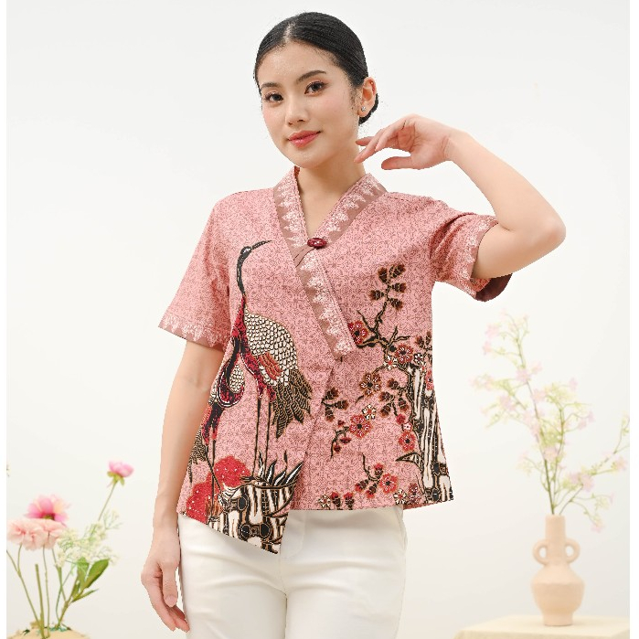 Atasan Blouse Batik/ Baju Batik Wanita Model Kimono Lengan Pendek 267