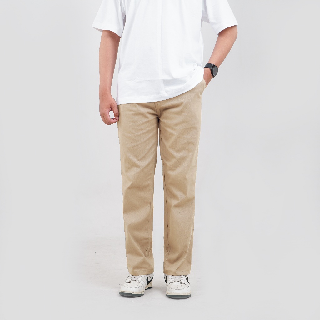Celana Chino Panjang Pria Reguler Fit Cream