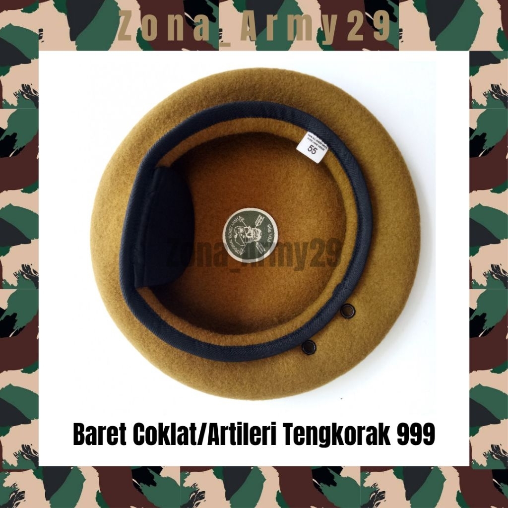Baret Coklat Artileri Original Tengkorak 999 | Baret Artileri/Coklat TNI AD | Original Tengkorak 999