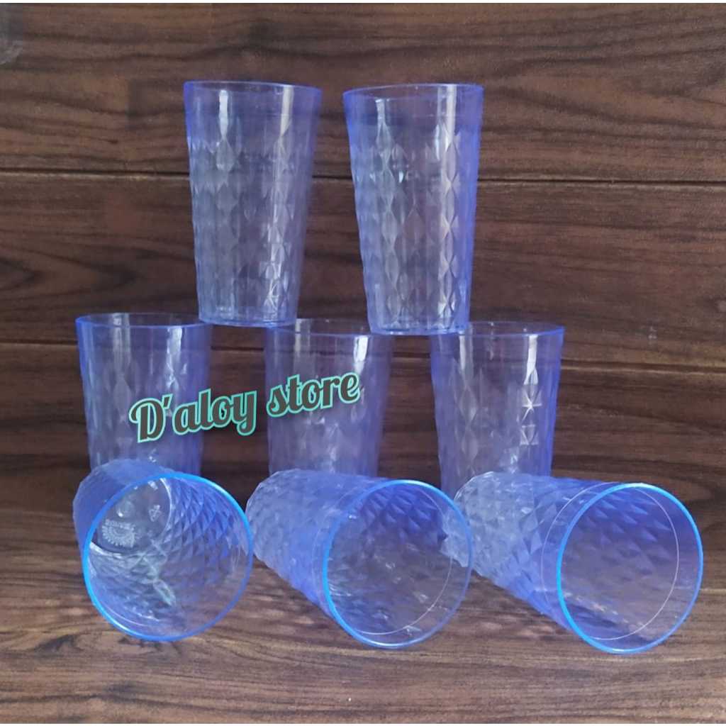 6 PCS GELAS MIKA PLASTIK TERBARU / GELAS MIKA PLASTIK KRISTAL BENING