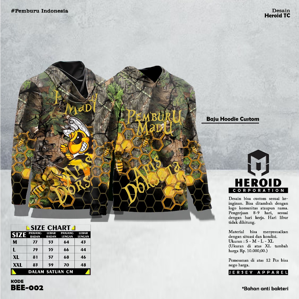 Baju Kamuflase  Berburu Madu Apis Dorsata - Cerana - Trigona - Baju Pemburu Madu - Pemburu Madu