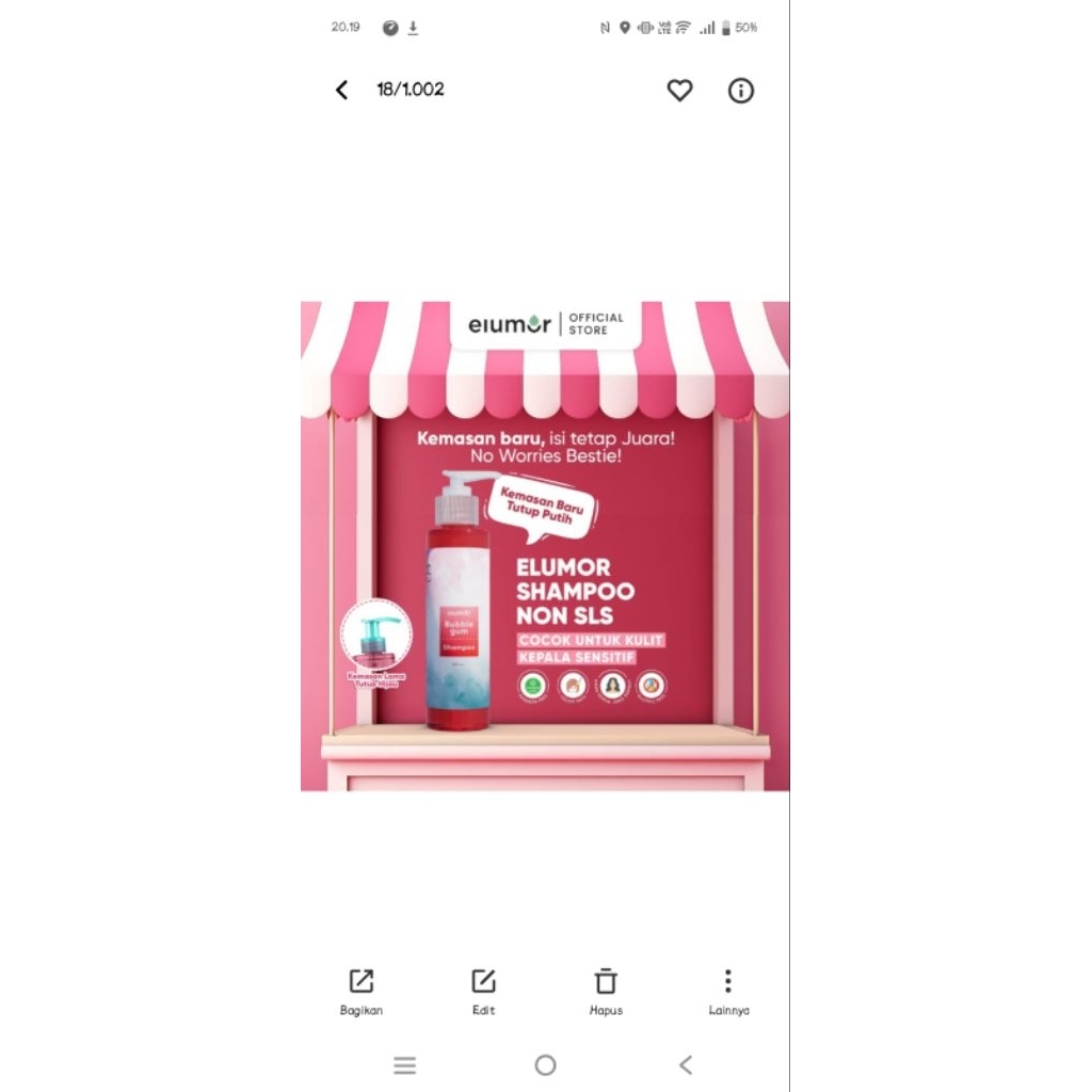 Elumor Shampo Bubble gum non sls 200ml