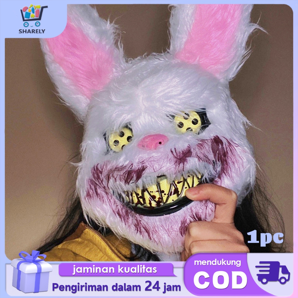 Topeng Kelinci Topeng Berdarah Topeng Kelinci Seram Bloody Rabbit Mask Topeng Pesta Masquerade
