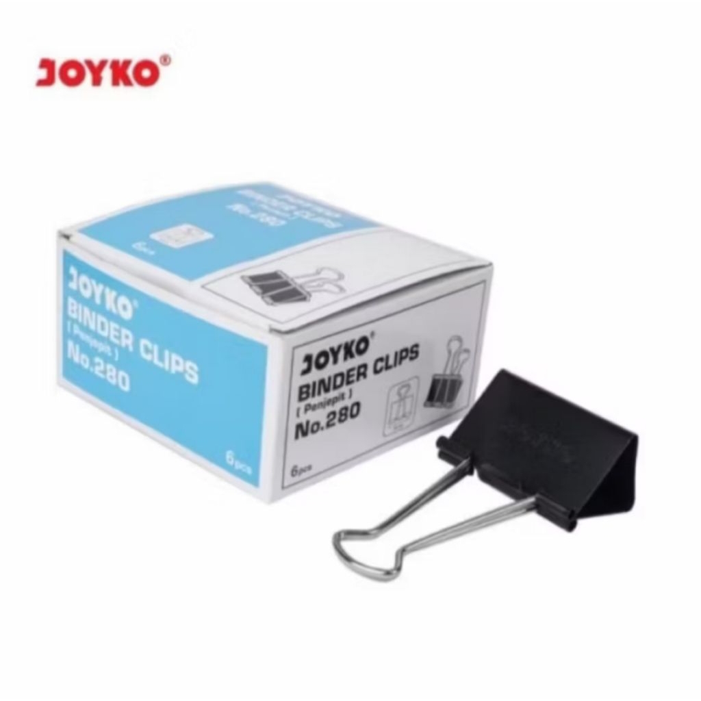 

JOYKO-Binder Clip 280 Klip Kertas - Pack | Binder Clip | Klip Penjepit Kertas Joyko No.280 | 6pcs/kotak