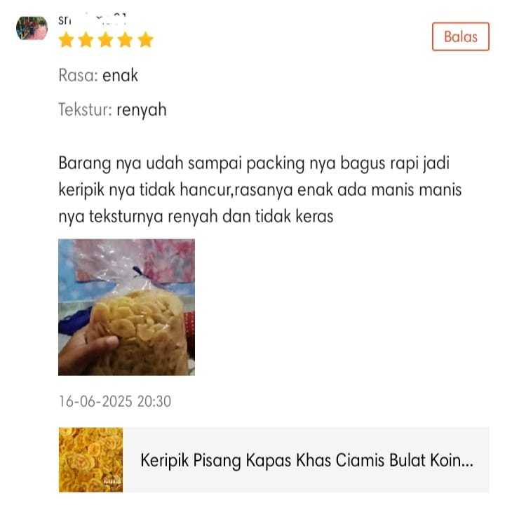 

Cahayadstore Keripik Pisang Kapas Khas Ciamis Bulat Koin Original