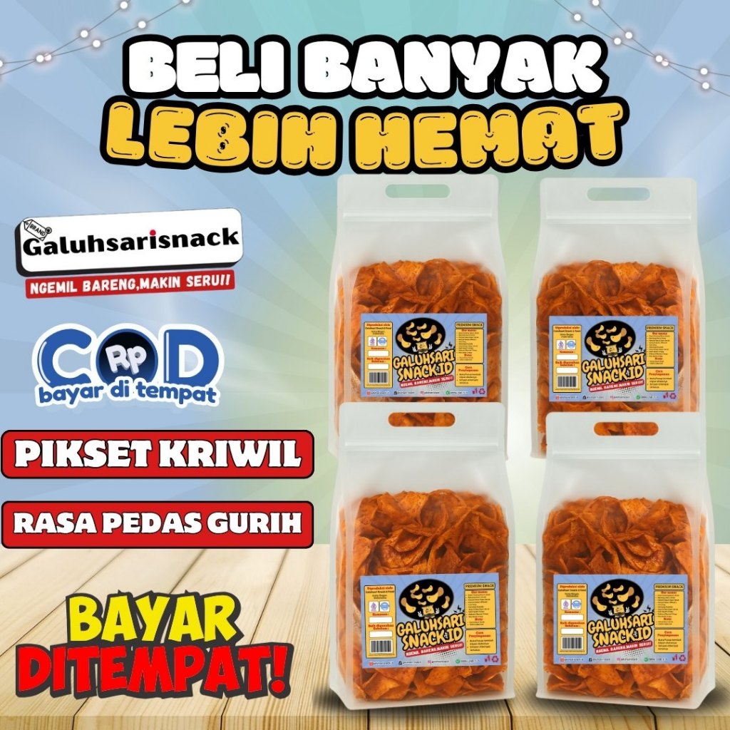 

PAKET HEMAT - KRIPIK PEDAS PIKSET KRIWIL BUMBU MELIMPAH CIKRUH SUPER RENYAH PRAKTIS