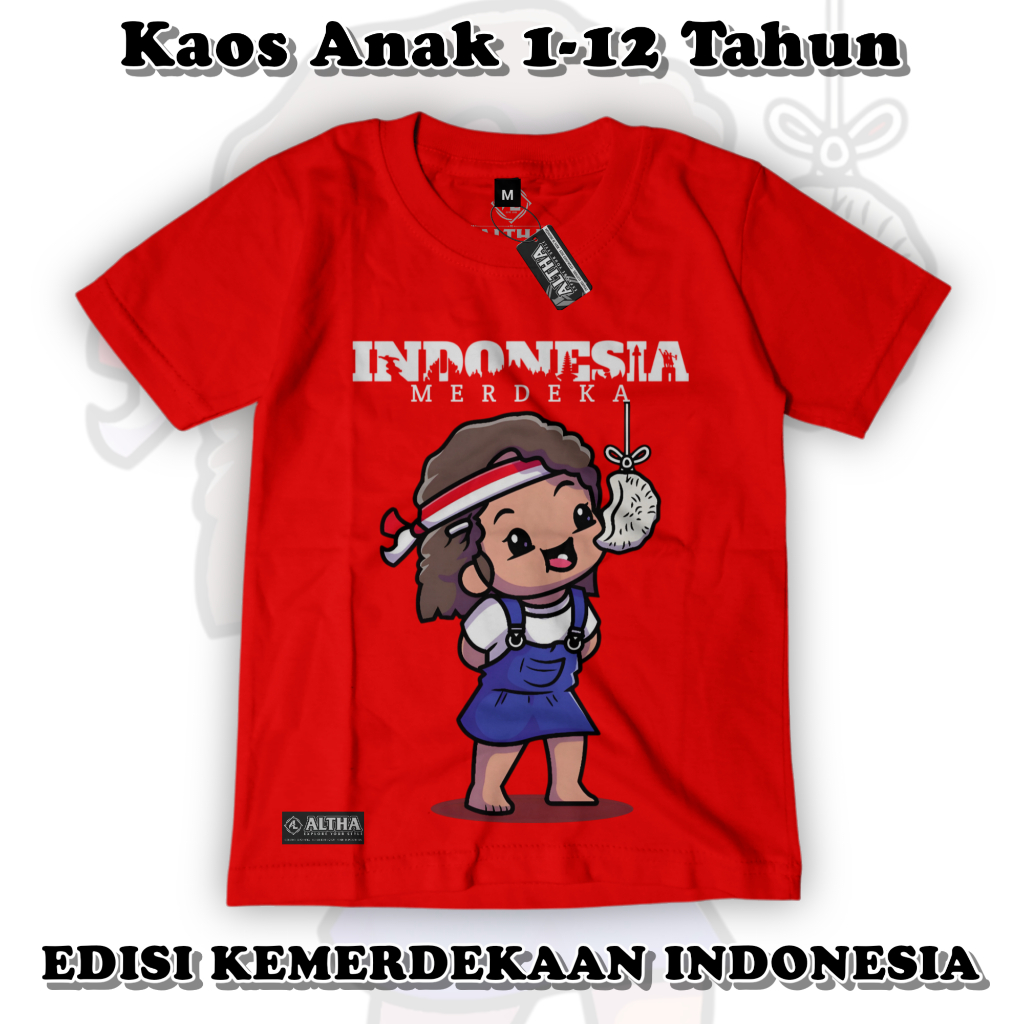 KAOS ANAK PEREMPUAN MOTIF GARUDA KEMERDEKAAN INDONESIA 1-12 TAHUN || BAJU DISTRO ANAK GARUDA MERAH P