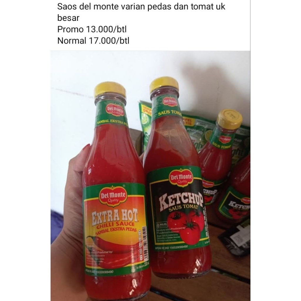 

Del Monte Saus Tomat 265ml Saus Sambal Extra Hot Botol Kaca 330ml