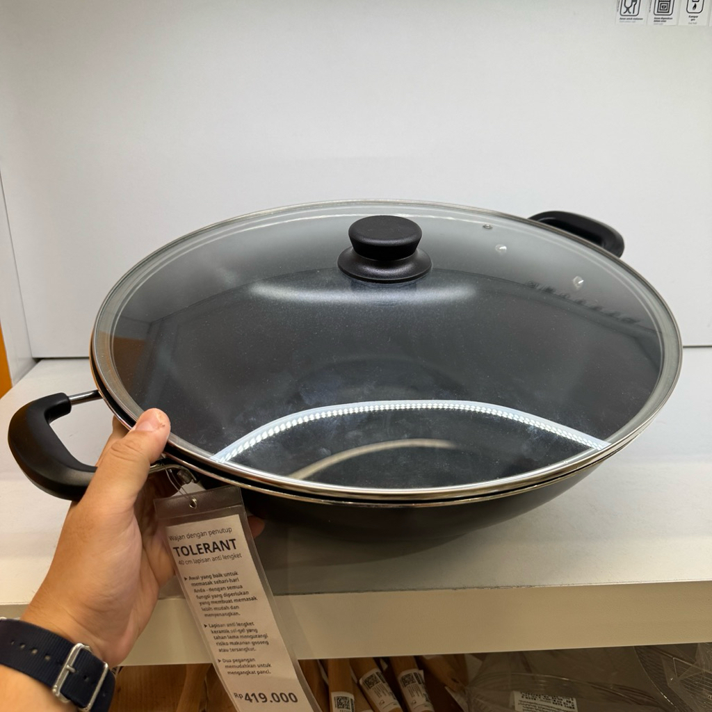 Wajan Wok Teflon Besar 40 cm Tolerant (+ tutup)