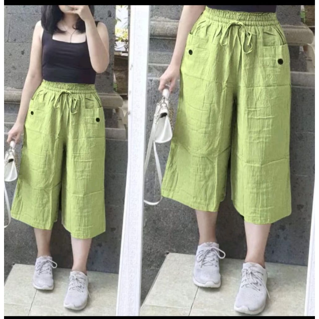 celana kulot kekinian linen crinkle//celana kulot//celana wanita casual