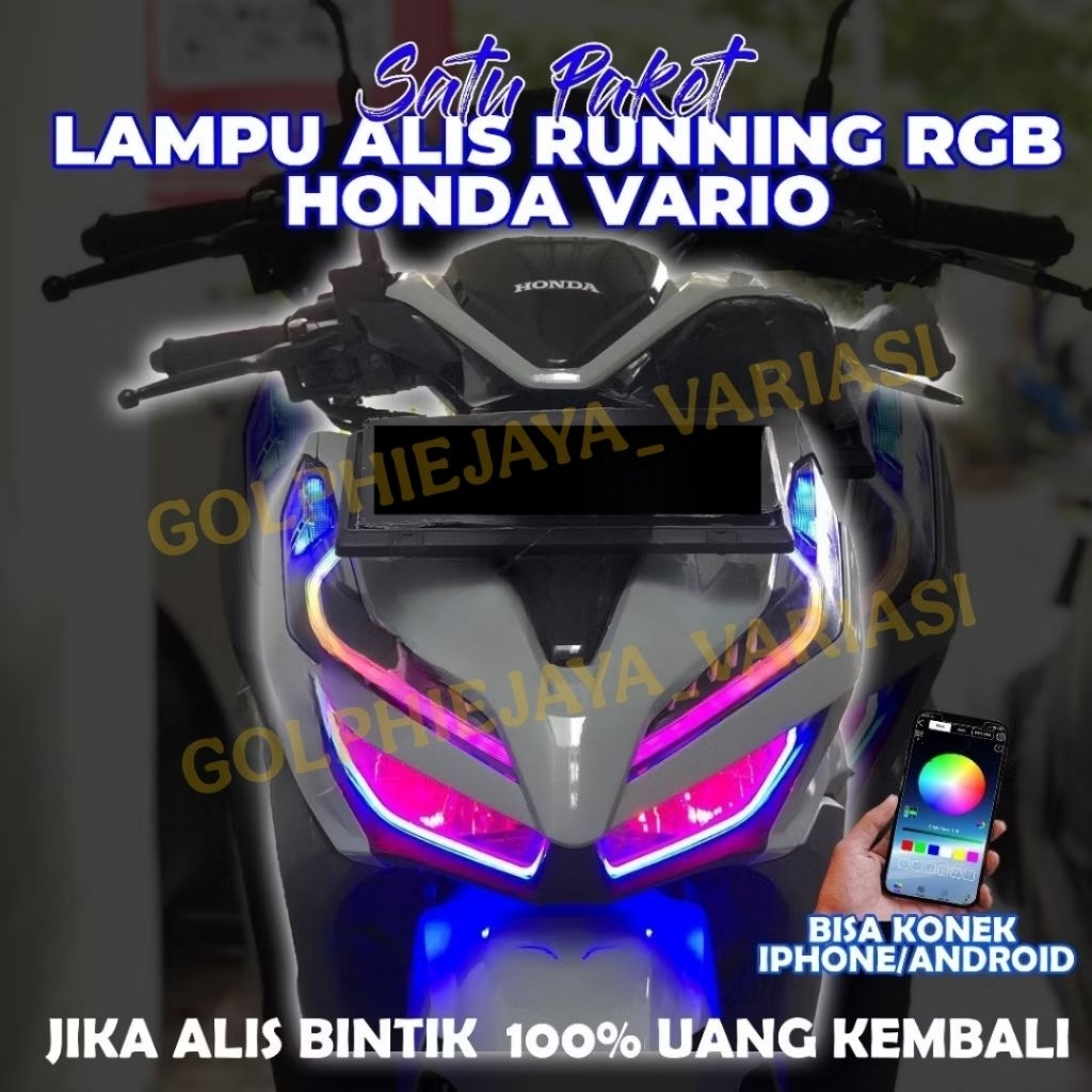 PAKETAN LAMPU ALIS BLUETOOTH RGB VARIO 125 150 FREE DEVIL EYE TIDAK BINTIK LAMPU SENJA VARIO 125 NEW
