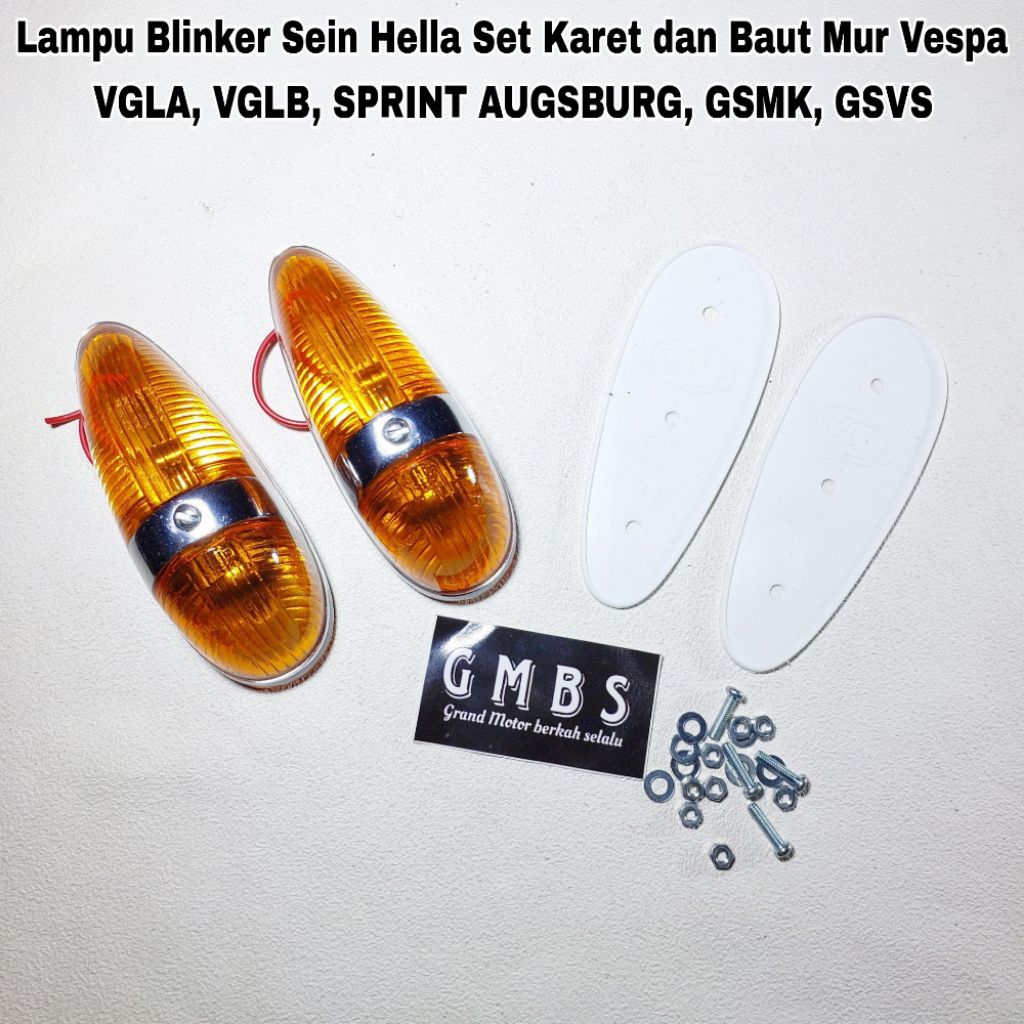 Lampu Sein Blinker Set Karet Hella Vespa VGLA VGLB Kongo Sprint Augsburg GSMK GSVS