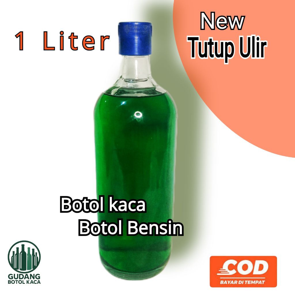 Botol kaca 1 liter botol bensin tutup ulir